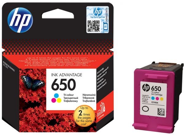 HP 650 Tri-Color Ink Advantage Cartridge (CZ102AE)
