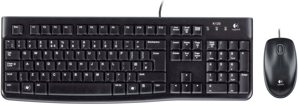 Logitech MK120 Wired USB Keyboard and Mouse - Black