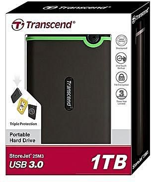 Transcend StoreJet 1 TB USB 3.0 External Hard Drive (TS1TSJ25M3)