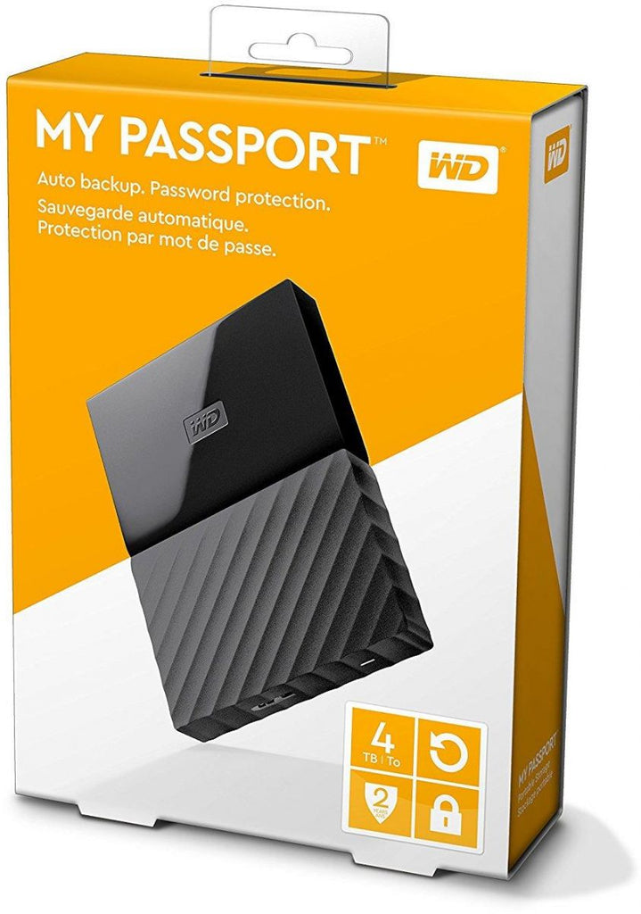 WD 4TB My Passport  Portable External Hard Drive USB 3.0 - Black, WDBYFT0040BBK